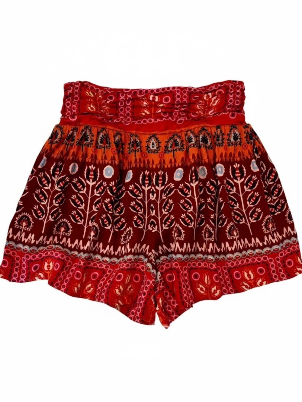 By Anthropologie Smocked Pull-On Boho Shorts Pockets Flowy Block-Print Small